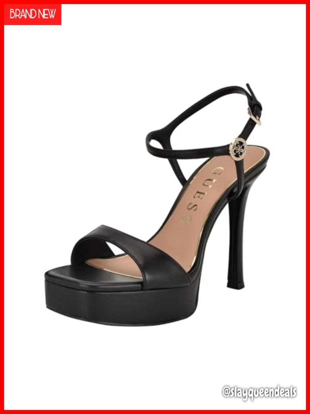 Platform Heeled Sandal Leather Upper Ankle Strap Stiletto